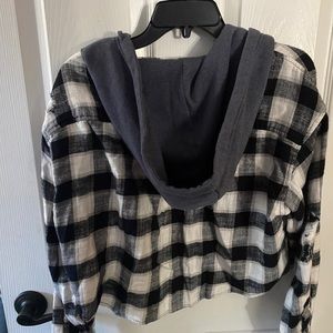 Womens cropped flannel with hoodie